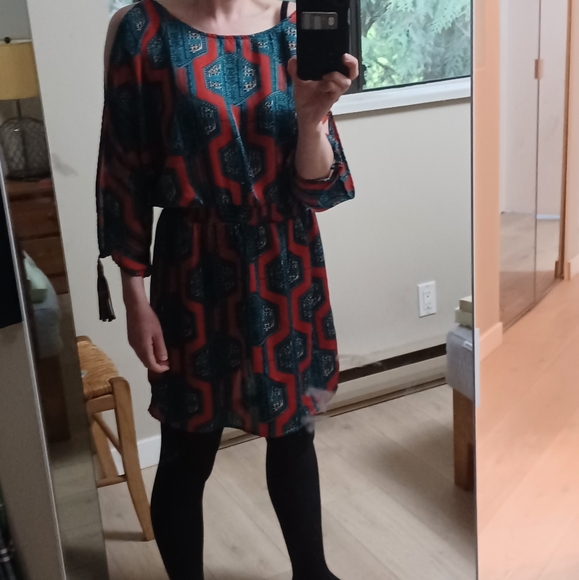 Silk orange off the shoulder dress - Picture 7 of 7